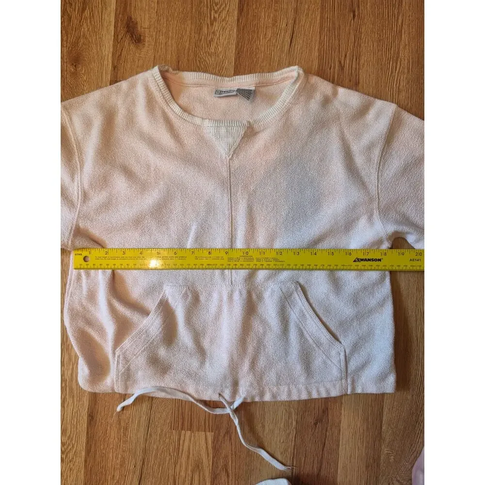 Arizona Terry Cloth Lounge Set Pink 2PC Crop Sweatshirt Shorts Medium Y2K Cozy